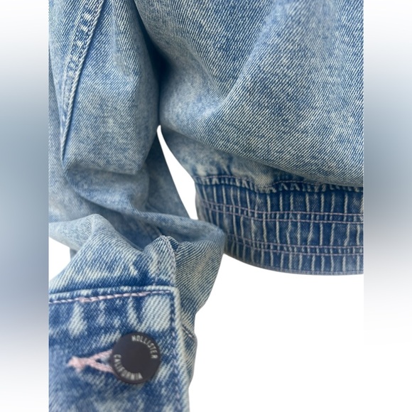 Hollister Balloon Sleeve Denim Jacket Waist Band Jean Jacket Size Large - Picture 8 of 12